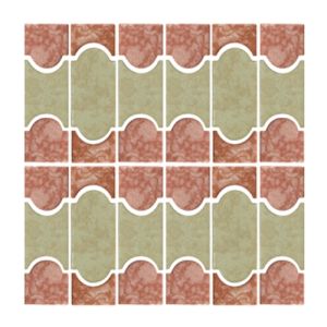 Botanical Scroll Pattern Brown & Almond Glossy Glazed Porcelain Tile for Pool, Wall and Backsplash