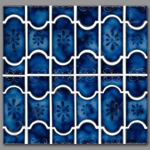 Botanical Scroll Pattern Marble Royal Glazed Porcelain Mosaic Tile for Pool, Wall and Backsplash