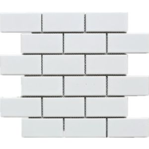 2 in. x 4 in. White Matte Brick Porcelain Mosaic Tile | Floor | Wall | Accent | Backsplash | Shower