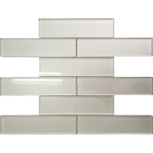 2x8 Galaxy Pearl White Glass Mosaic Tile