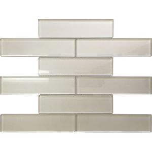 2x8 Galaxy Sand White Glass Mosaic Tile