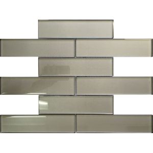 2x8 Galaxy Ash Grey Glass Mosaic Tile