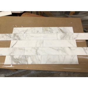 3x12 Premium Calacatta Gold Marble Polished Deep Beveled Subway Tile