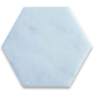 Italian White Carrara 6" Hexagon Honed Marble Tile for Bathroom, Kitchen and Floor