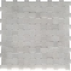 11".8x11.8" Downtown Eastern White Basketweave with Dots Marble Mosaic Tile
