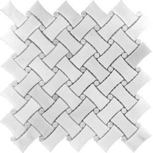 11"x11" Kalorama Bianco Carrara Marble White Basketweave Mosaic Tile