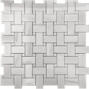 12" x 12" Capitol Dolomite Basketweave with White Dots Marble Mosaic Tile