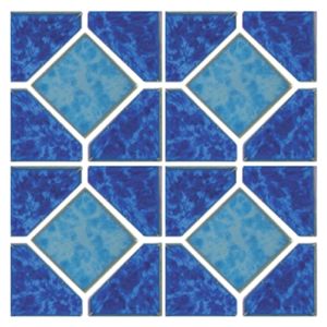 Diamond Reflection Pacific Blue Glossy Glazed Porcelain Mosaic Tile for Pool, Wall and Backsplash