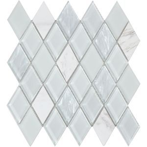 10.4x11.4 Jewel White Rhombus Glass Stone Mosaic Tile