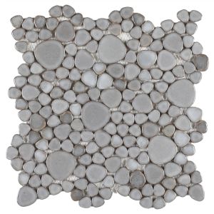 Growing Grey Heart Shaped Handmade Porcelain Mosaic Tile | Pool Rated | Bathroom | Shower | Floor | Backsplash | Accent Wall