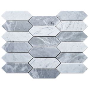 Elongated Long Hexgon Dusk Polished Marble Mosaic Tile | Wall | Floor | Bathroom | Shower | Kithcen | Backsplash