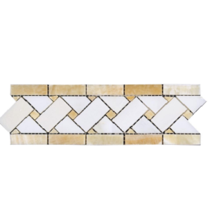 Honey Onyx and White Marble 4x12 Marble Basketweave Border Polished