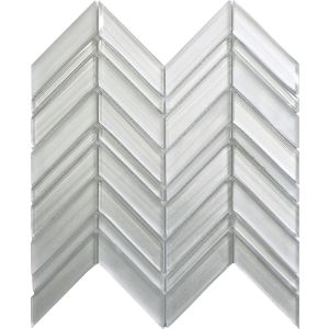 Nordic White Chevron Pattern Glass Mosaic Tile