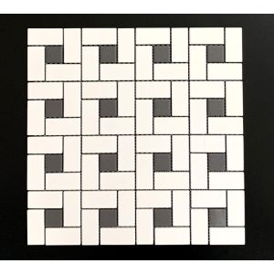 White Spiral with Black Dot Unglazed Matte Porcelain for Bathroom Floors and Walls, Kitchen Backsplashes Mosaic Tile | Pool Rated Tile