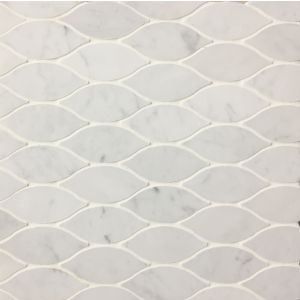 Elongated Teardrop Carrara White Marble Mosaic Tile | Wall | Floor | Shower | Kitchen