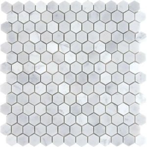 1" Italian White Carrara  Hexagon Polished Mosaic Tile | Kitchen | Bathroom | Shower | Wall 