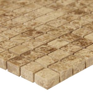 Emperador Light 5/8 in. x 5/8 in. Polished Marble Mosaic Tile | Kitchen | Bathroom | Shower | Accent Wall | Backsplash