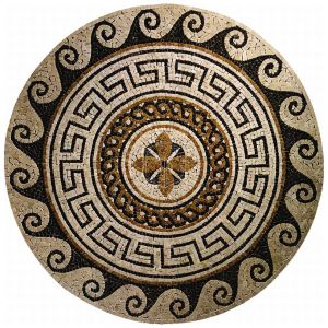 48" Dia. Round Dark Emperador - Crema Marfil Marble Polished Water Jet Medallion
