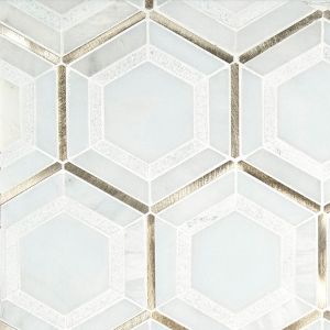 Medici Gold Pattern Hexagon Mix Material Tile | Backsplash | Shower Wall | Kitchen | Bathroom | Accent Wall