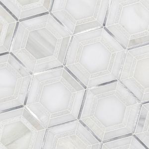 Medici Silver Pattern Hexagon Mix Material Tile | Backsplash | Shower Wall | Kitchen | Bathroom | Accent Wall