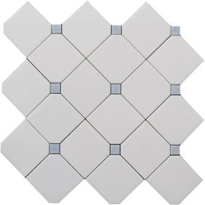 Fokos Thassos White & Blue Celeste Diamond Marble Mosaic Tile