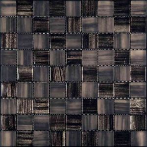 Mondrian Charcoal Square Mesh Mounted Glass Mosaic Tile