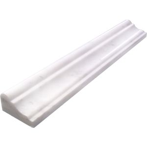 2 in. x 12 in. Arabescato White Carrara Cornice Chair Rail Honed Marble Molding Tile
