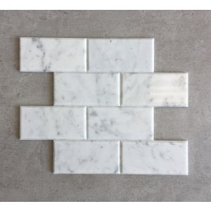 3" x 6" White Carrara Polished Beveled Subway Marble Mosaic Tile | Wall | Backsplash | Bathroom | Kitchen | Shower | Natural Stone