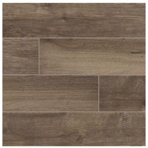 6 in. x 36 in. Palmetto Smoke Glazed Matte Brown Porcelain Floor and Wall Tile