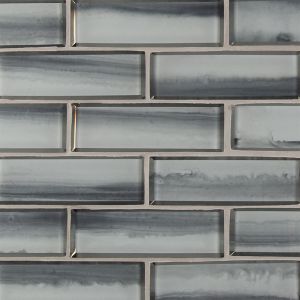2 in. x 6 in. Ombre Grigia Subway 8mm Thick White Glass Tile