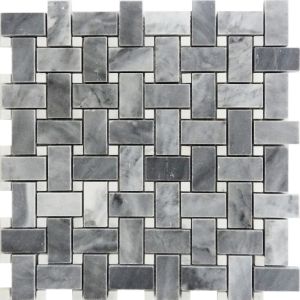 12x12 Freemont Grey Basketweave with White Dot Marble Mosaic Tile