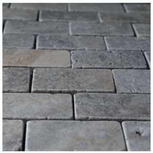 Silver Travertine 2x4 Tumbled Mosaic Tile
