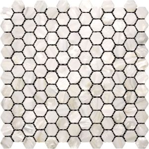 1x1 Miami Shell White Hexagon Marble Mosaic Tile