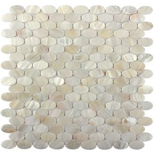 Satelite Beach White Shell Oval Marble Mosaic Tile
