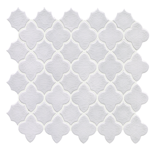 12 in. x 12 in. White Crackle Amara Pattern Polished Mosaic Tile by Soci