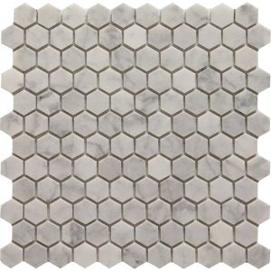 1x1 White Carrara Hexagon Polished Mosaic Tile for Kitchen Bath Backsplash Shower Wall and Floor