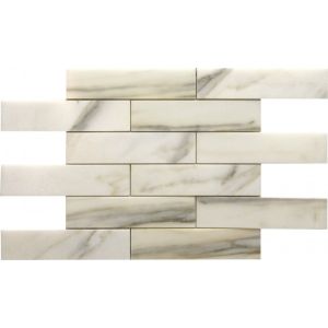 Calacatta Gold 2x8 Brick Pattern Polished Mosaic Tile by Soci