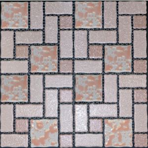 Pink Random Porcelain Mosaic Tile Round Corner With Crystalline Finish
