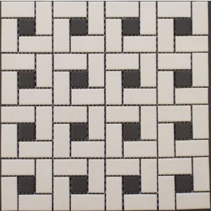 1" Ungl White & Black Porcelain Spiral Unglazed Finish Mosaic Tile  for Bathroom Floors, Walls, Kitchen Backsplash and Pool