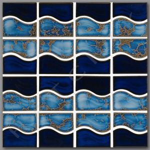 Water Side Terra Blue Glossy Glazed Porcelain Mosaic Tile for Pool, Wall and Backsplash