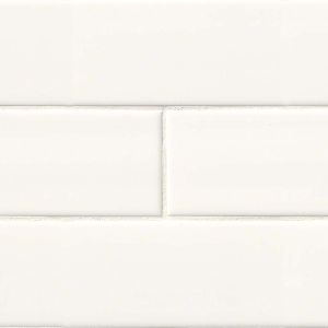4 in. x 16 in. White Glossy Subway Ceramic Tile