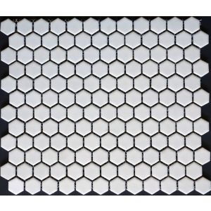 1" White Hexagon Shiny Finish Porcelain for Bathroom Floors and Walls, Kitchen Backsplashes Mosaic Tile | Pool Rated Tile